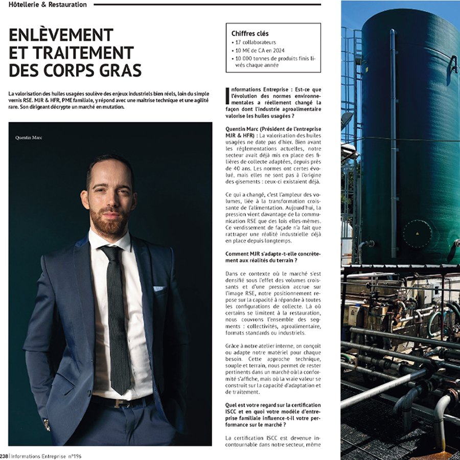 Enlèvement et traitement des corps gras  